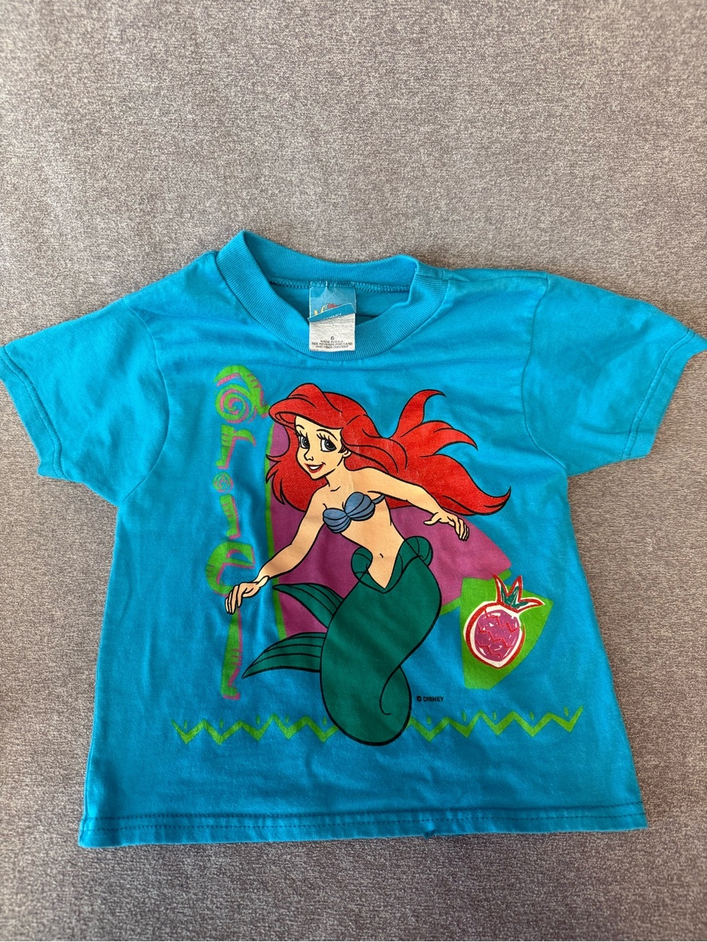 Vintage Disney The Little Mermaid Ariel Turquoise Graphic Tee Size 6